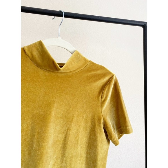 Madewell Gold Velvet Mockneck Tee Short Sleeves Top Size XS - Picture 8 of 9